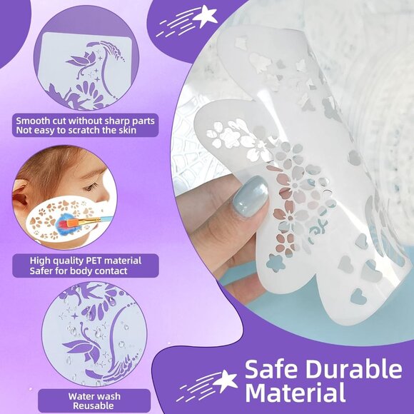 Face Paint Stencils Kit Reusable Body Art Templates for Halloween Parties - Picture 4 of 7